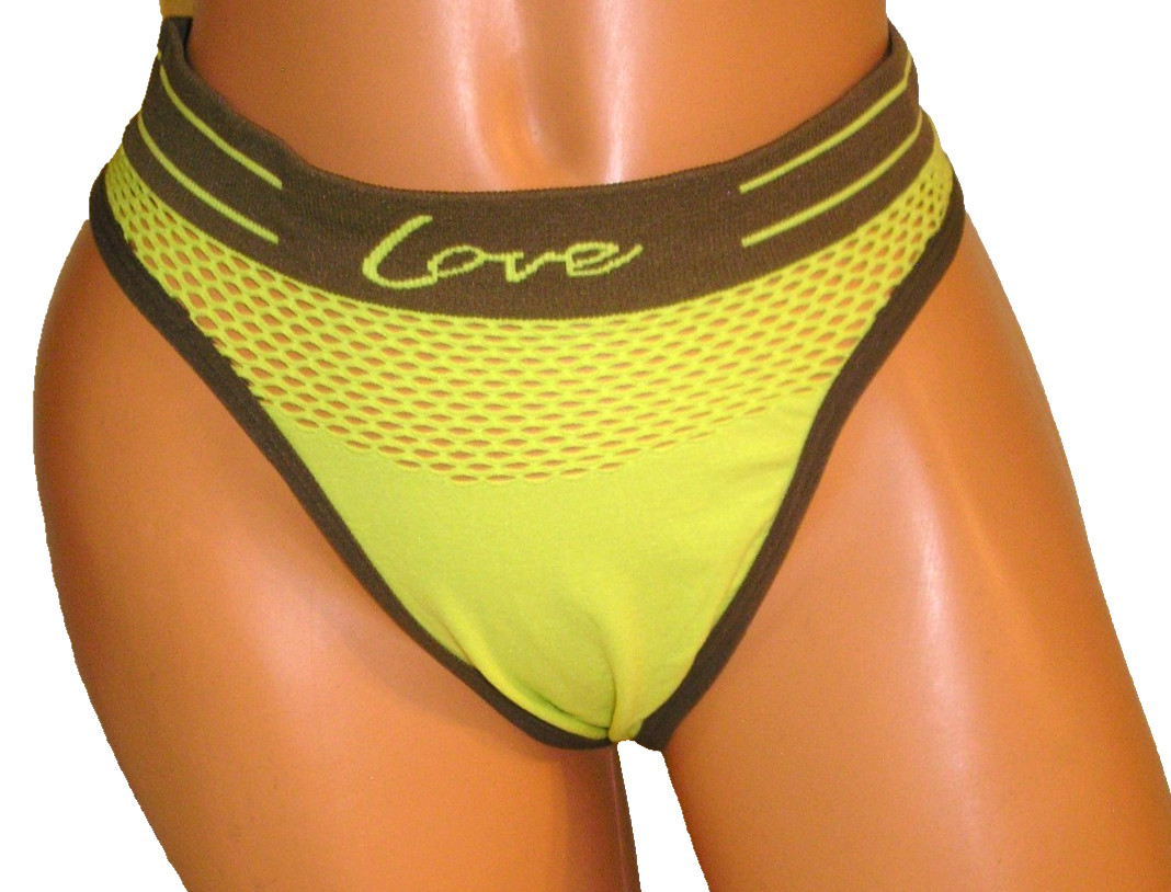 Panties Lingerie Cutout Love Neon Green Thong 2XL Adult Gift