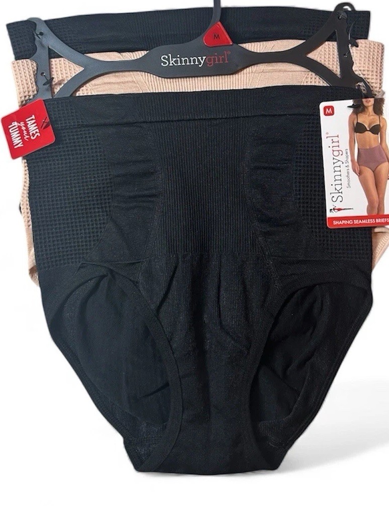 SKINNYGIRL Women’s 3-Pack TUMMY TARGET Shaping Seamless Briefs Panty Size M