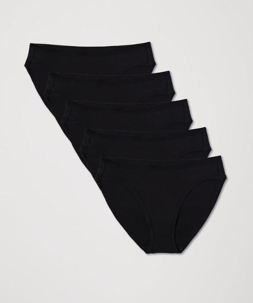 NEW PACT Organic Everyday Classic Fit Bikini 5-Pack, Black (NWT)