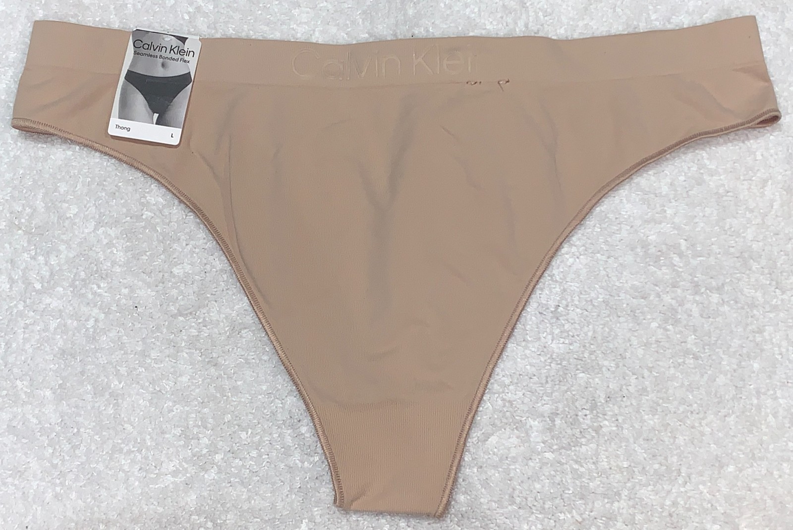 CALVIN KLEIN Bonded Flex Seamless Cedar Nude Thong Panty Womens Sz XS 4 M 6 L 7