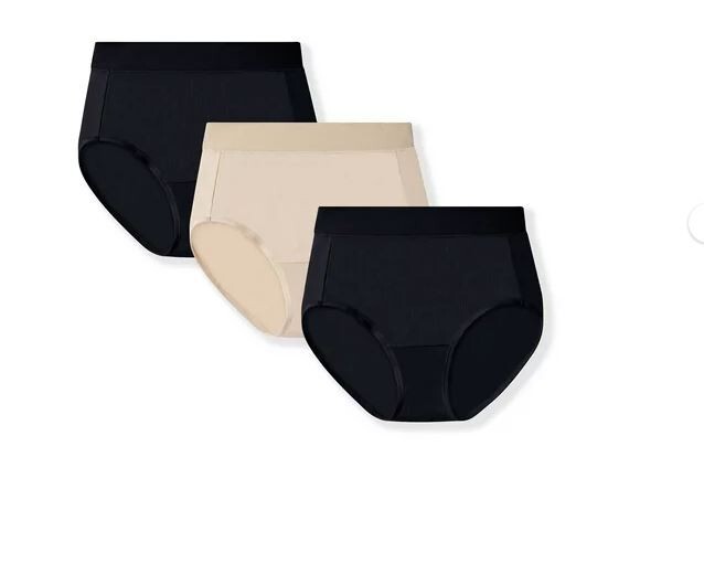 Vanity Fair Black-Black-Beige Microfiber 5XL/12 Radiant 3 PR Brief Panties Soft