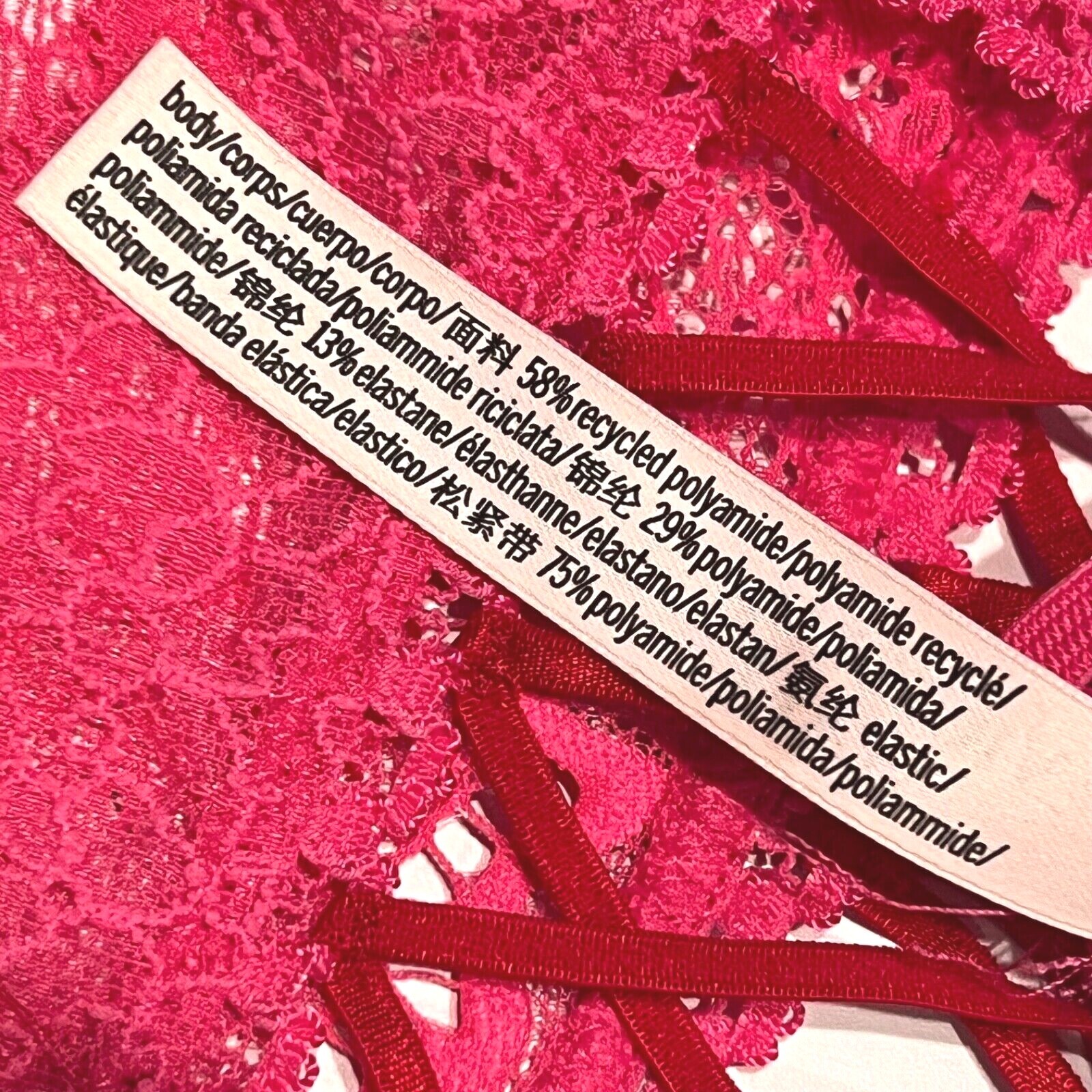 NWT VICTORIA’S SECRET Dream Angels String Bikini XS-M-L Pink Lace Red
