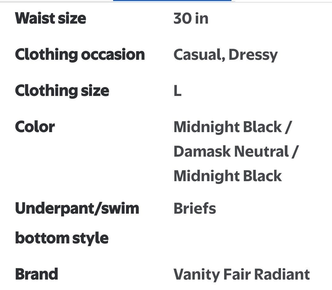 Vanity Fair Radiant Women’s Light/Luxe Underwear Stretch Lace Waistband♡Sz L7