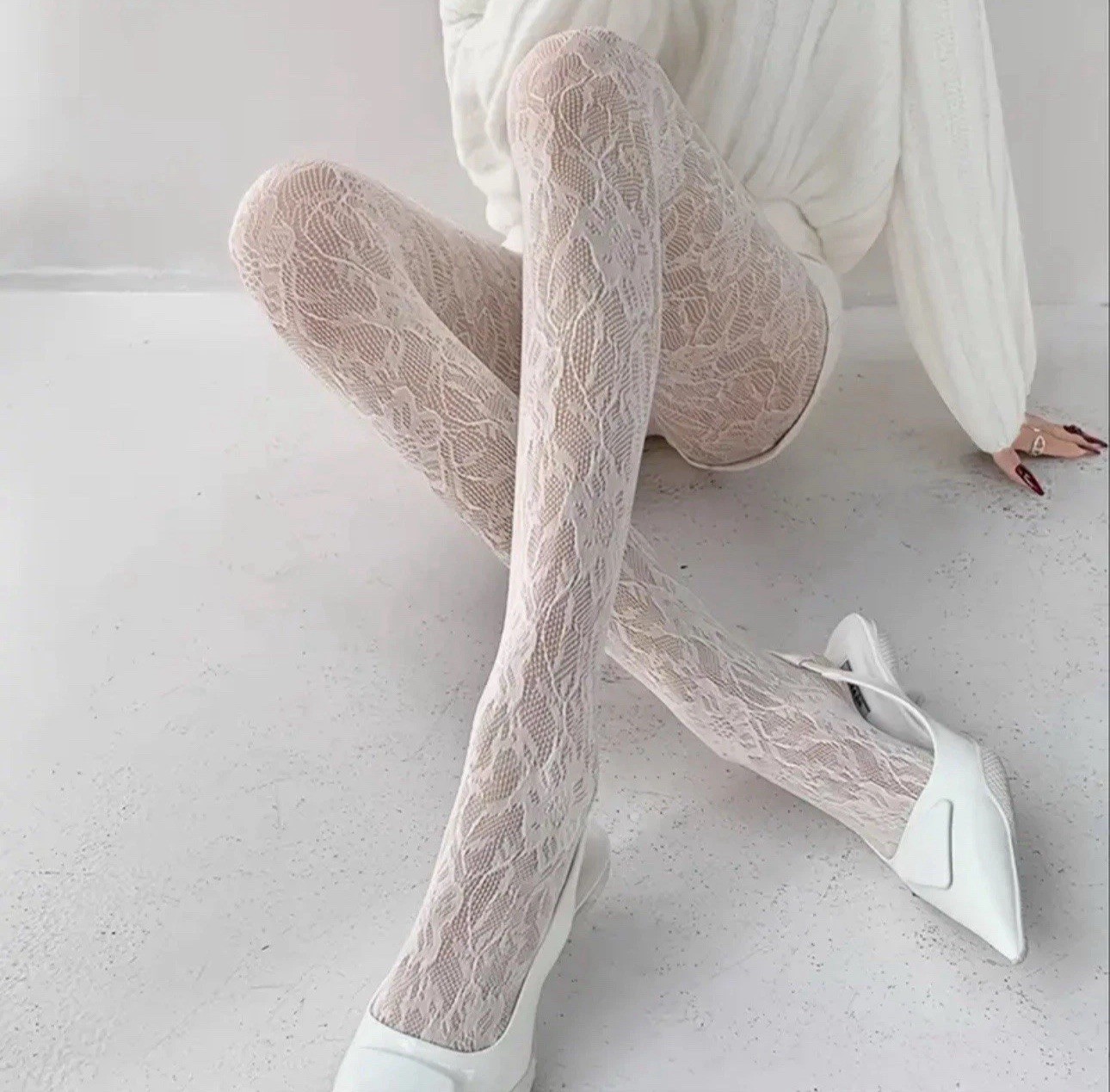 WOMEN SEXY LACE TIGHT FLORAL PATTERN ELEGANT ONE SIZE
