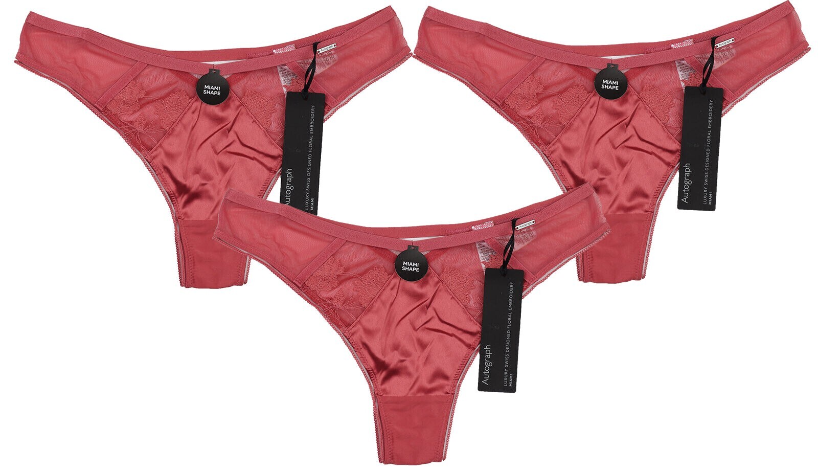 M&S Autograph Miami Knickers Pink Womens Size 8 / 10 x 3