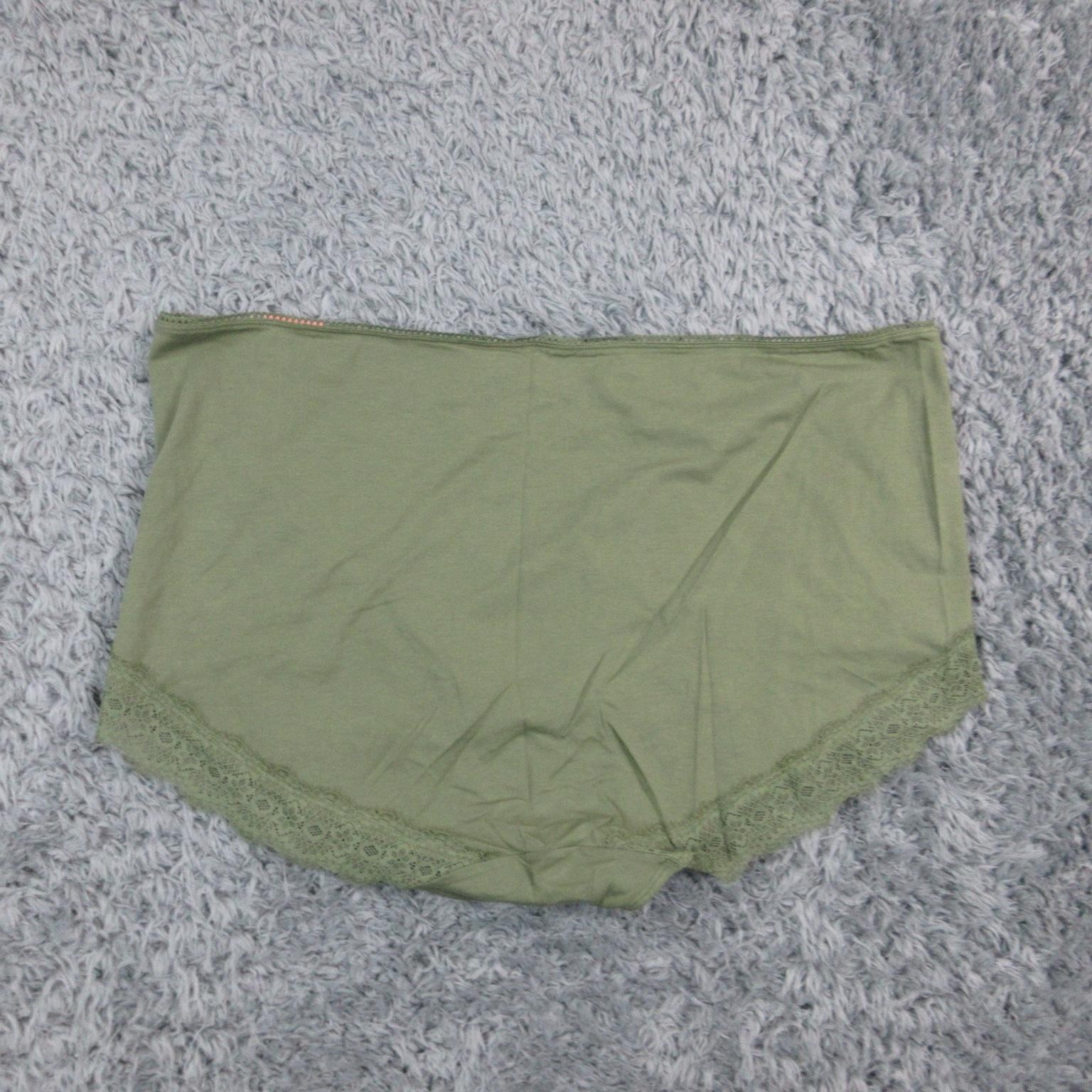 Cacique Panties Womens 6XL 34/36 Green Cotton Full Brief Lace Trim NWT