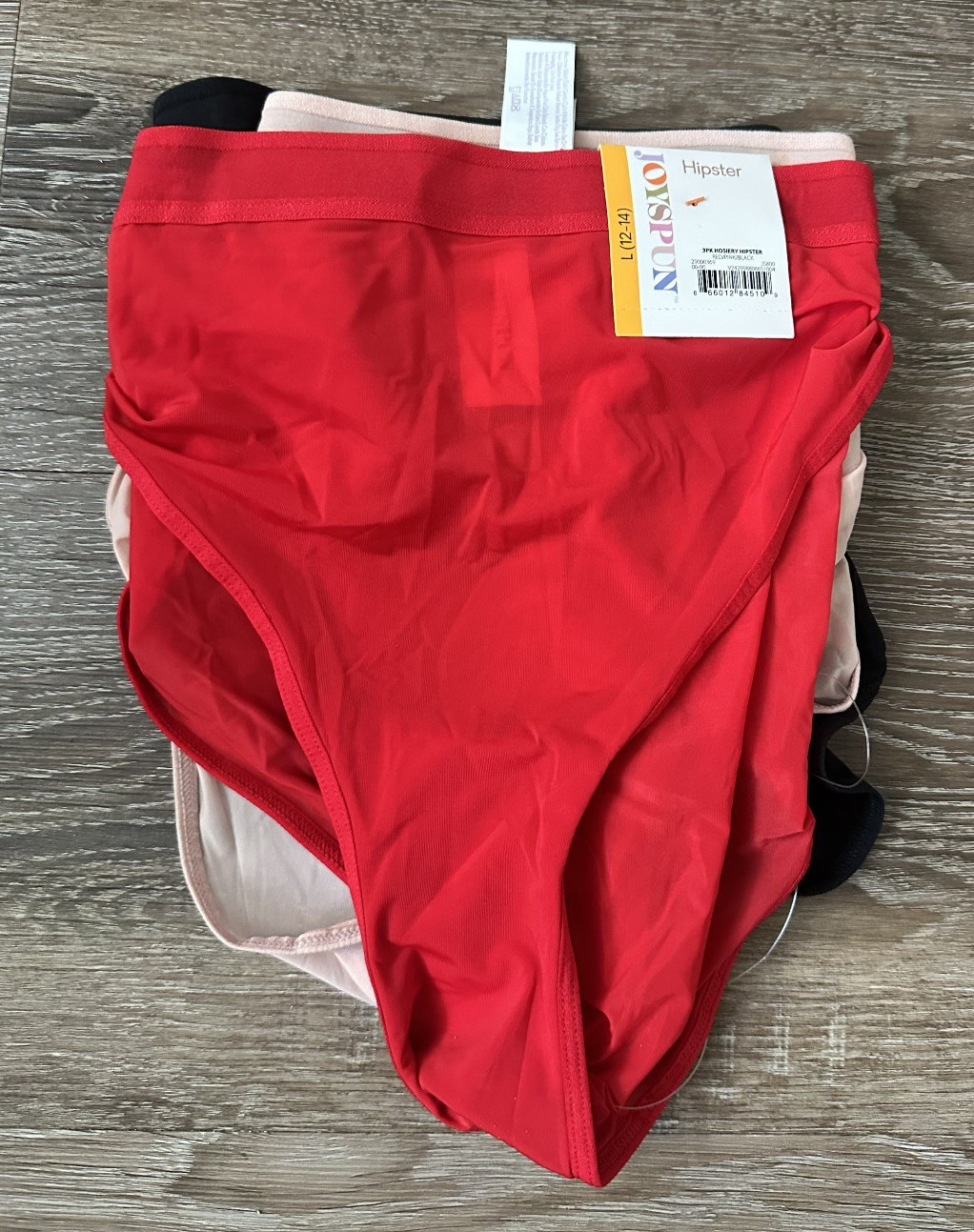 Joyspun Hosiery Hipster Panties Semi-Sheer Black Pink Red Womens Large 12-14
