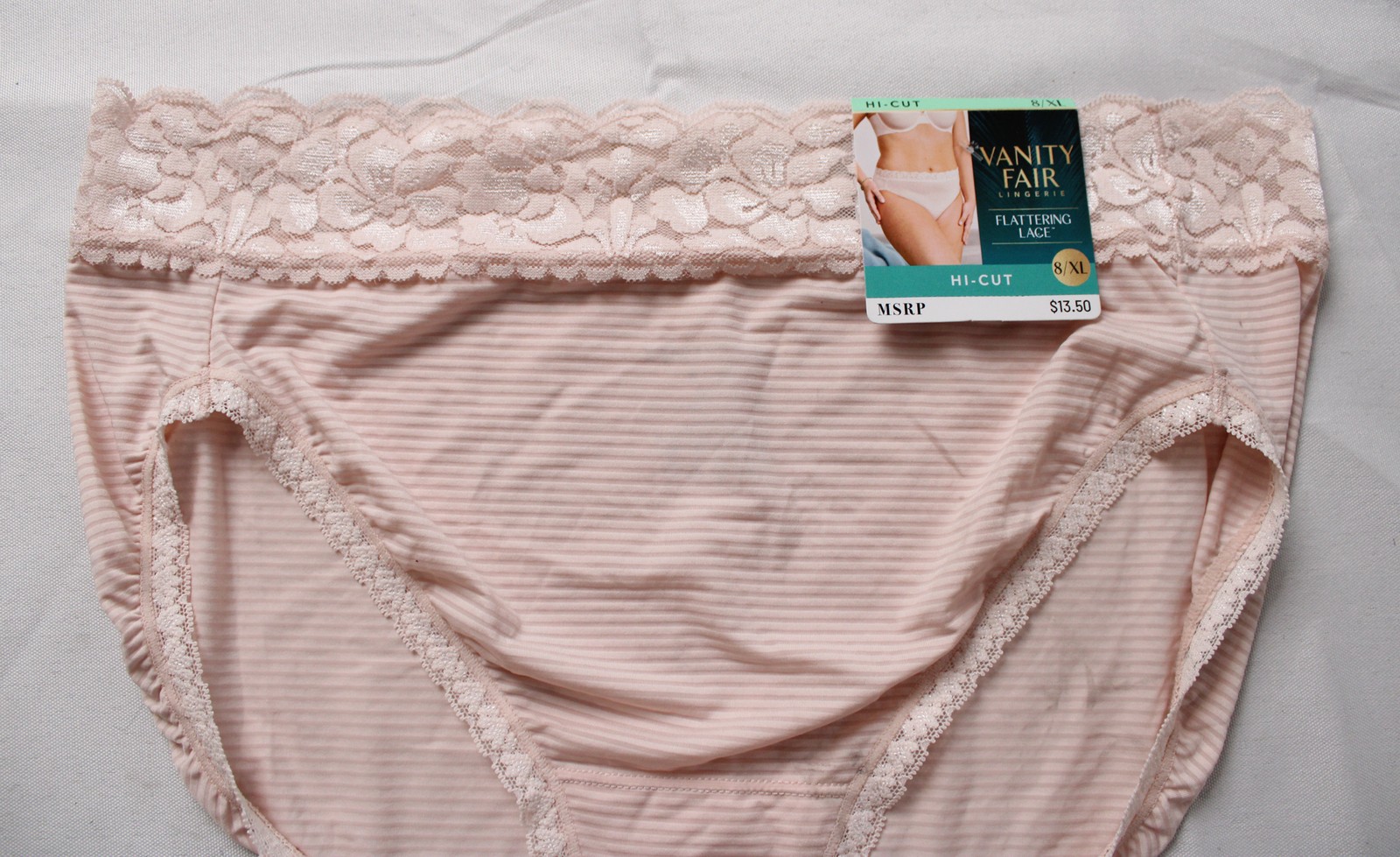 Vanity Fair Women’s Flattering Lace Hi-Cut Brief Panty ZG3 Quartz Medium NWT