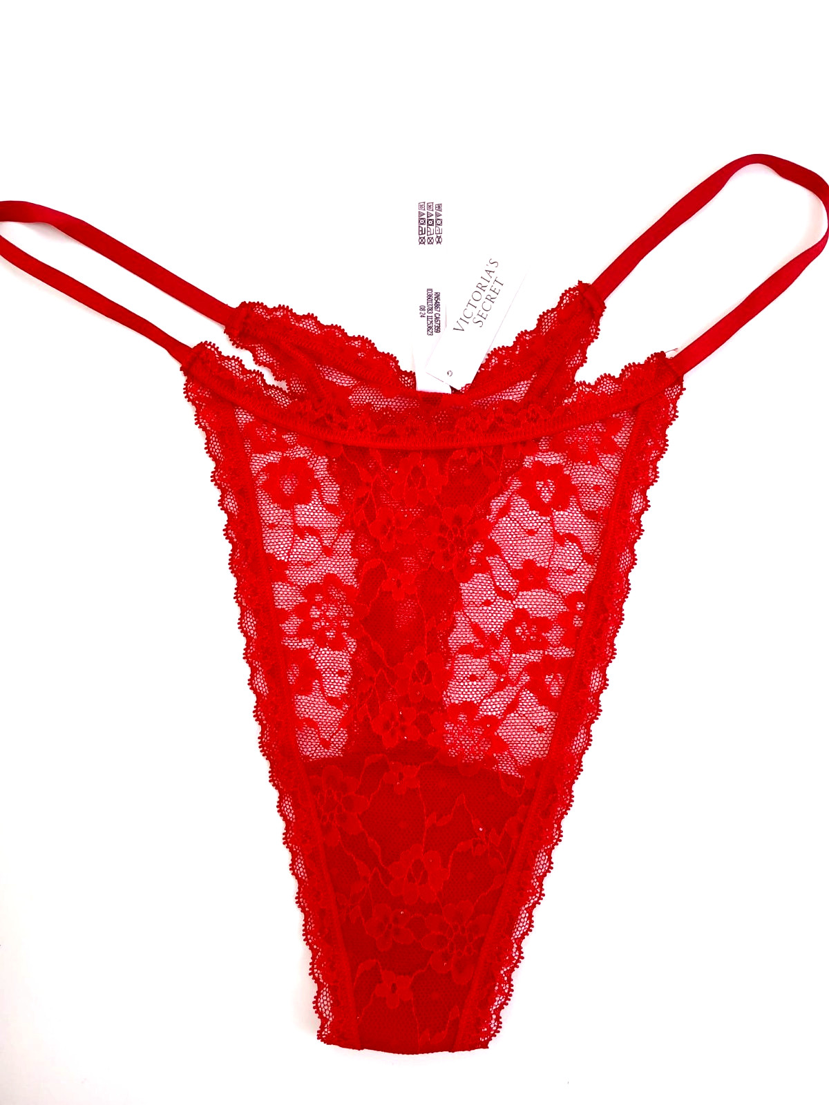 Victoria’s Secret Sequin Posey Lace String Thong Panty Lipstick Women’s Size XL