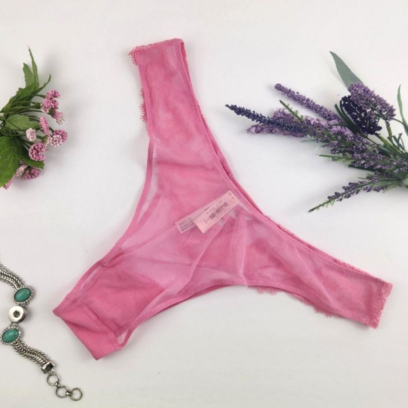 LARGE {Victoria’s Secret} Pink {Lace} Brazilian Slip Panty