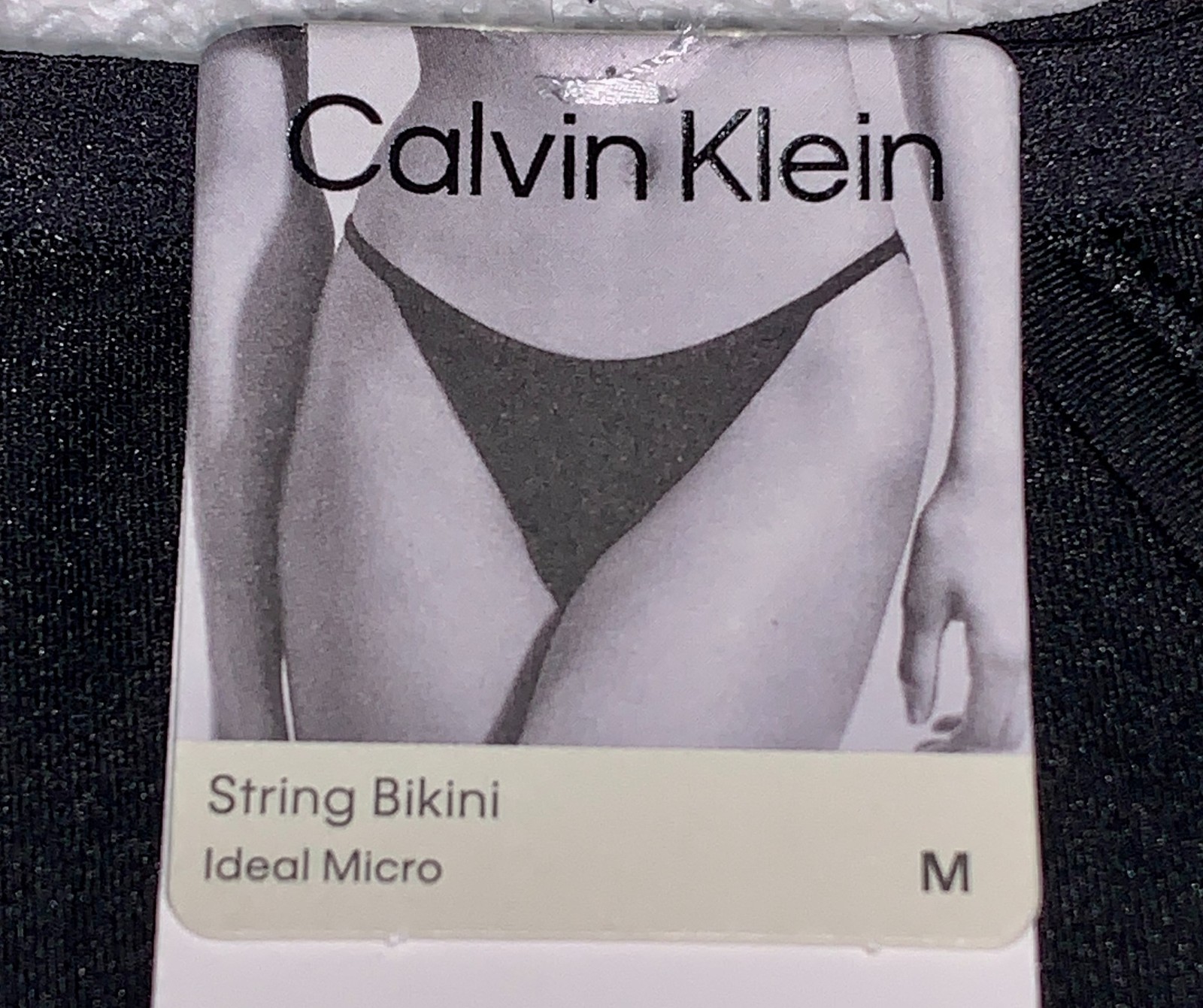 CALVIN KLEIN Ideal Stretch Micro Black String Bikini Panty Womens Sz S 5 M 6 L 7