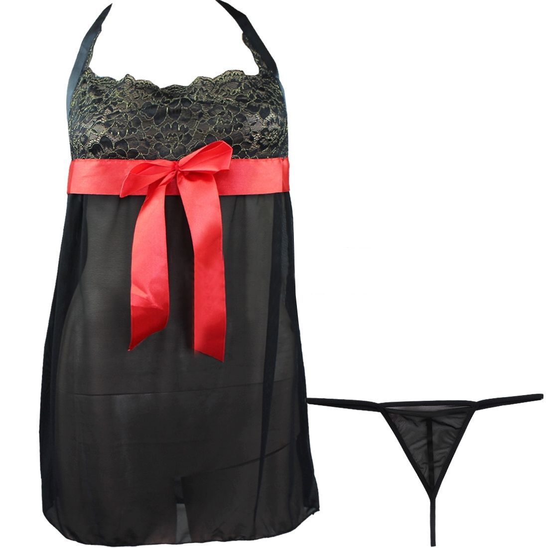 Plus Size See Through Sexy Lingerie Women Lace Babydoll Dress Chemises Sleepwear