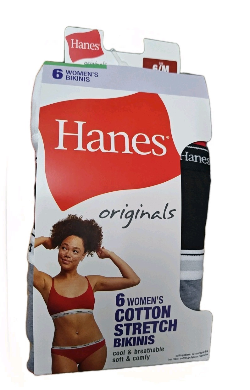 HANES Originals Women’s 6/M Hi-Legs Cotton Stretch Breathable Underwear 6/Pack