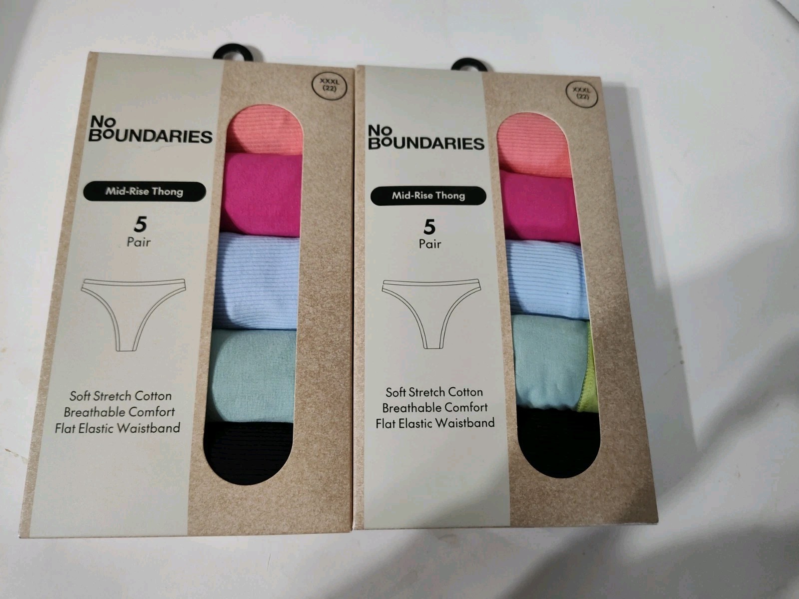 No Boundaries Mid-rise Thong Underwear Soft Stretch Cotton 10 Pairs Size XXXL