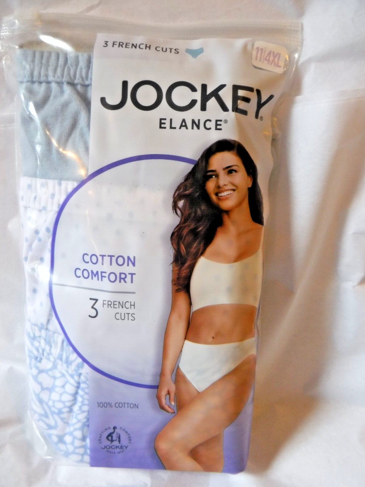 Jockey 3 French cut Panties Cotton waistband 1485 Light blue dot mix sz 11