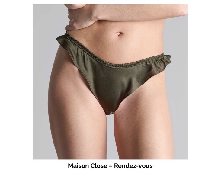 MAISON CLOSE Flared Satin-Finish Briefs XS NWT Khaki Green