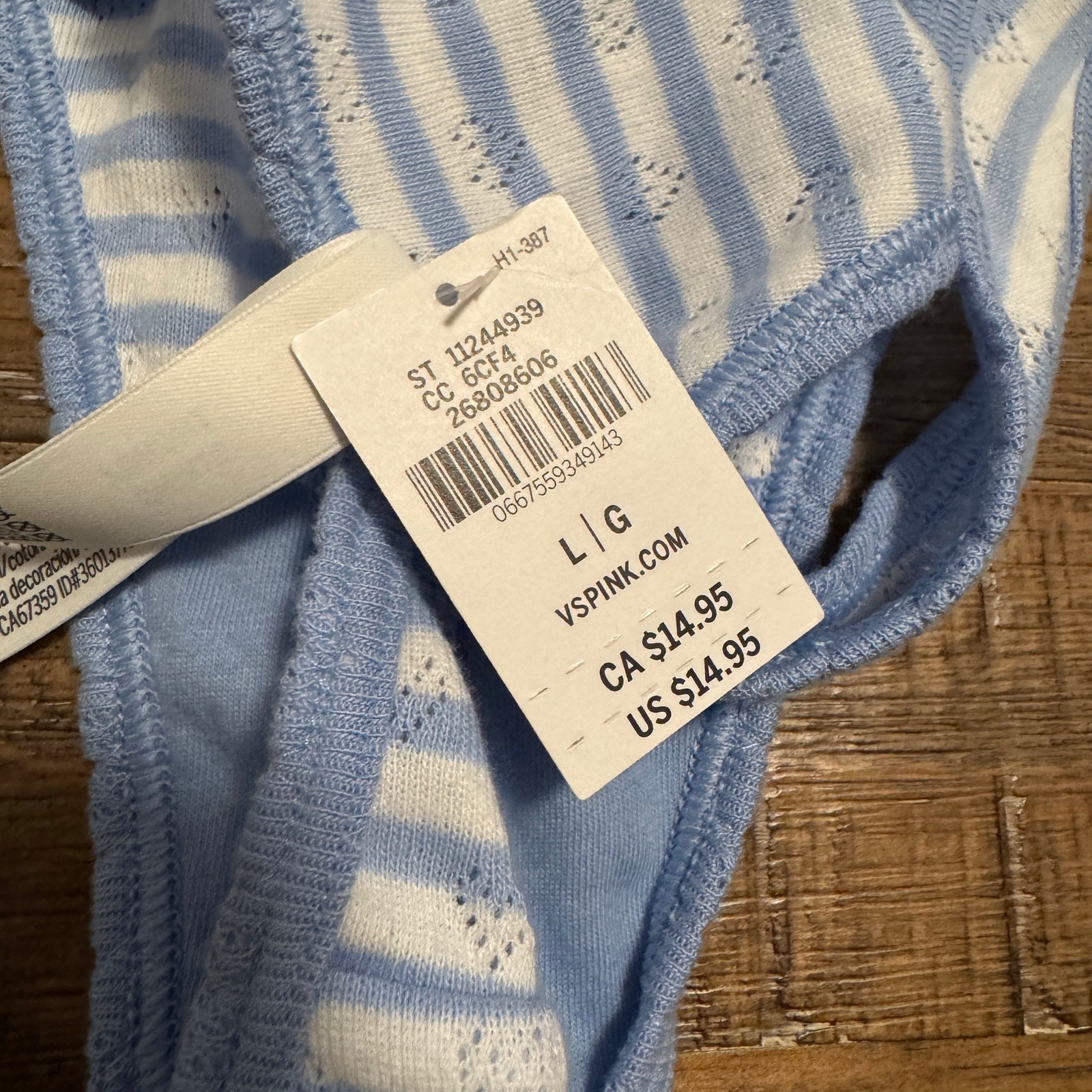 Victoria’s Secret Panty Size Large Striped Thing Panty sexy Hot Date Night