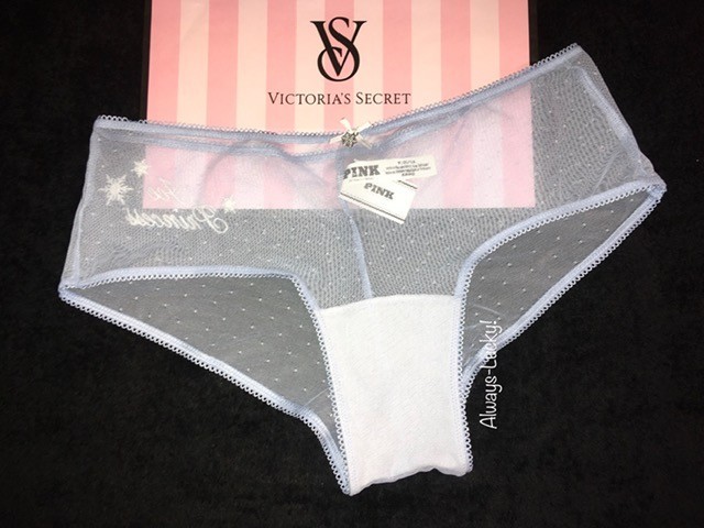 NWT VICTORIAS SECRET PINK WINK CHEEKY MESH SNOWFLAKE CHARM ICY BLUE ICE PRINCESS