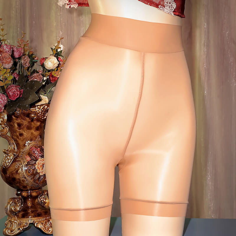 Womens Sheer Open Crotch Boxer Shorts Underwear Shiny Glossy See-through Panties