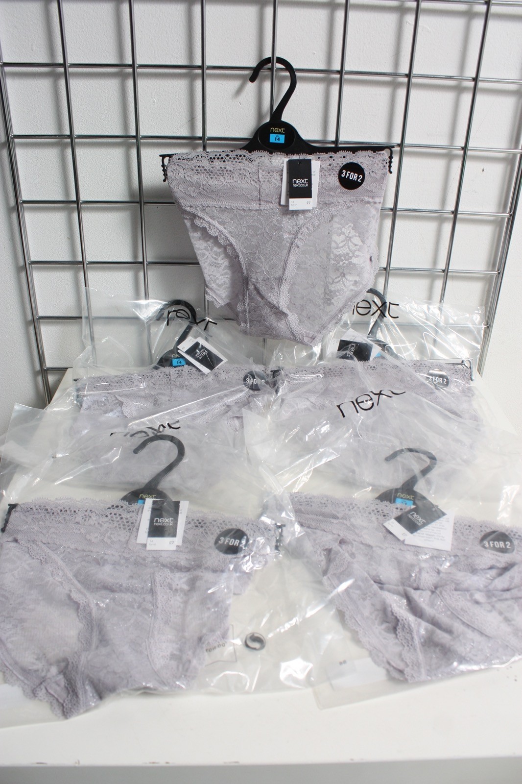 5 X Next Womens Lacey Underwear Bundle NEW Grey – Size 14 (D48)