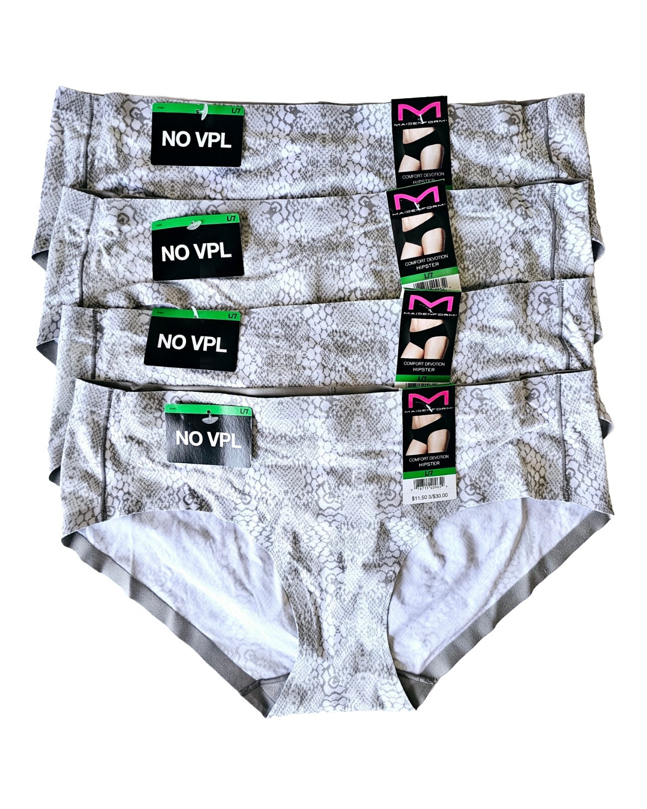 Maidenform 40851 4-Pair Women Comfort Devotion Hipster Panty Underwear Size 7 L