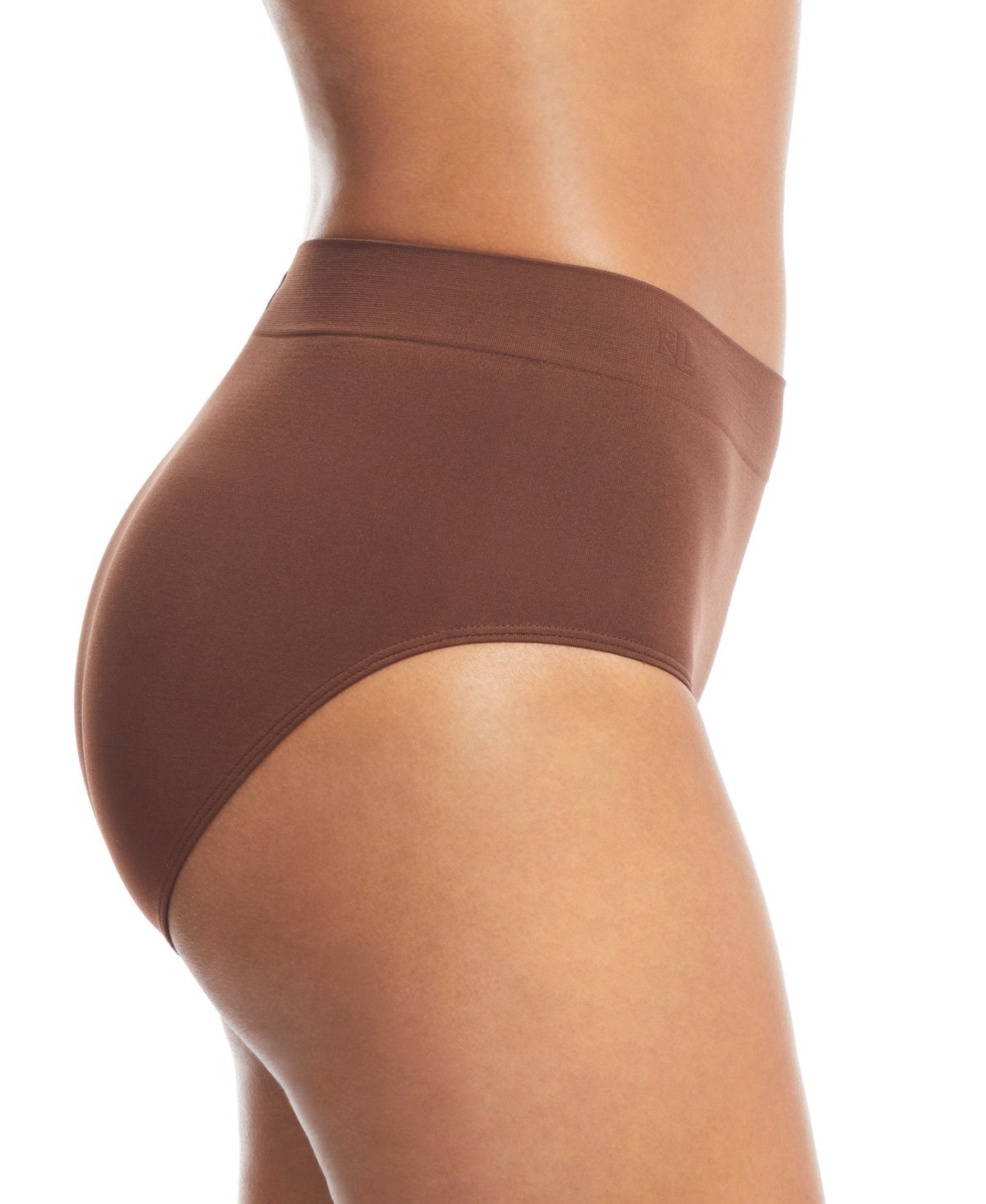 Lauren Ralph Lauren Seamless Jersey High-Rise Brief Nylon Underwear Brown Size S