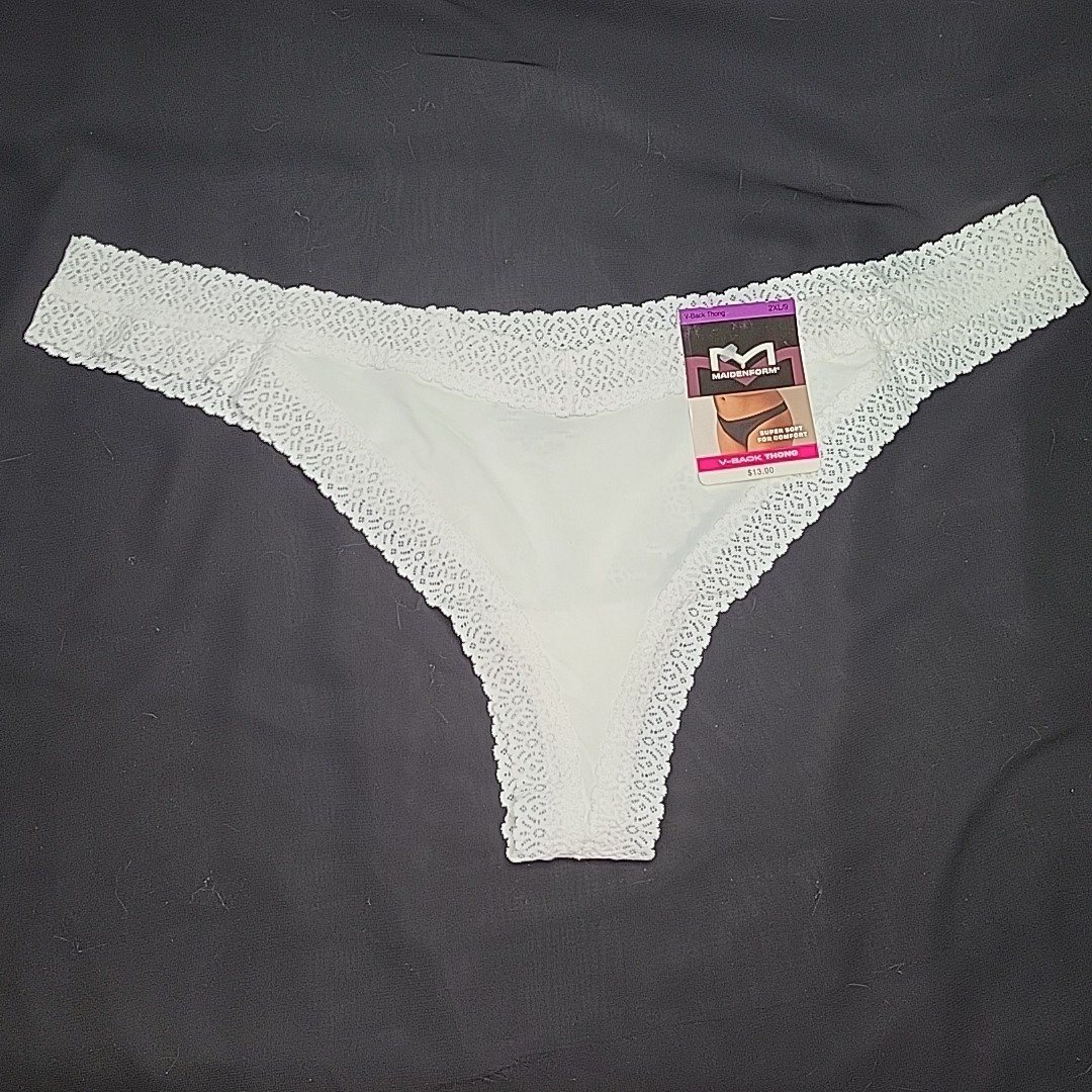Maidenform Thong V Back Comfort Size 2XL/9 White DMMVBT New With Tags