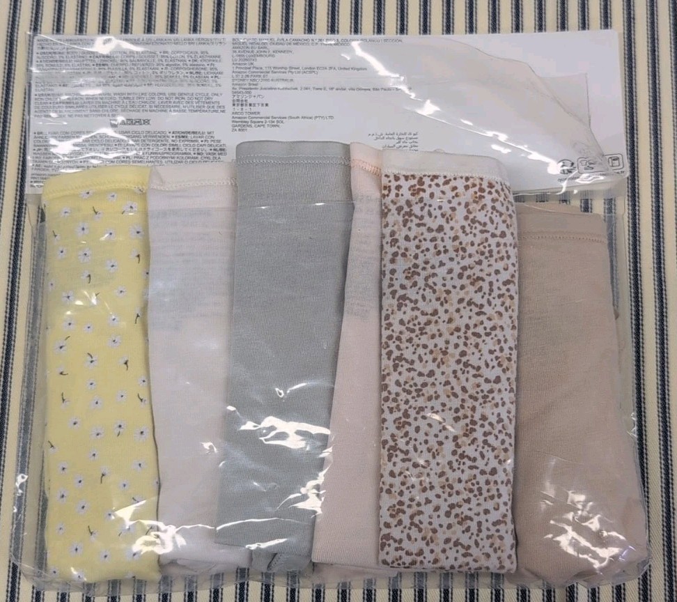 New Open Package Amazon Essential Women’s Briefs Size Extra Large Six Pack