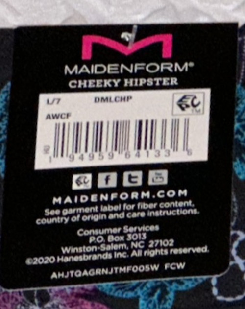 MAIDENFORM Flawless No Line Look Black Floral Hipster Panty Underwear Womens L 7
