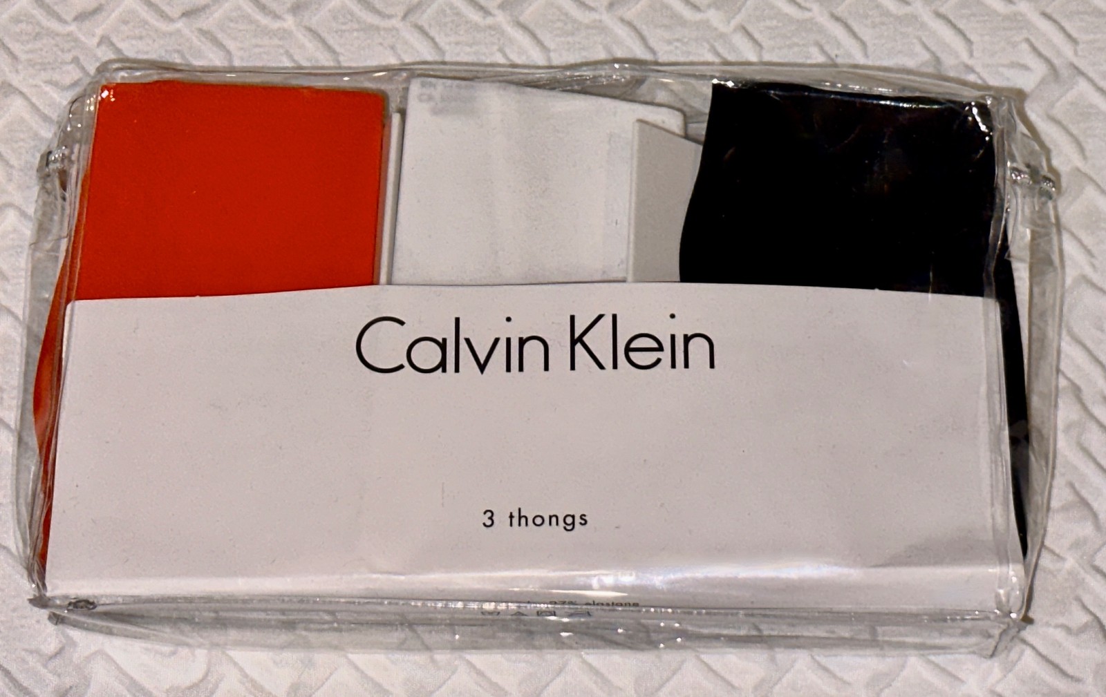 CALVIN KLEIN Invisibles Terra Cotta White Black 3 pk Thong Panty Womens Sz XS 4