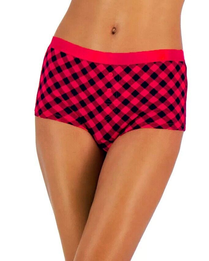 Jenni Women’s 1-Pack Boyshort Panty Underwear, Buffalo Check Red Black Multi