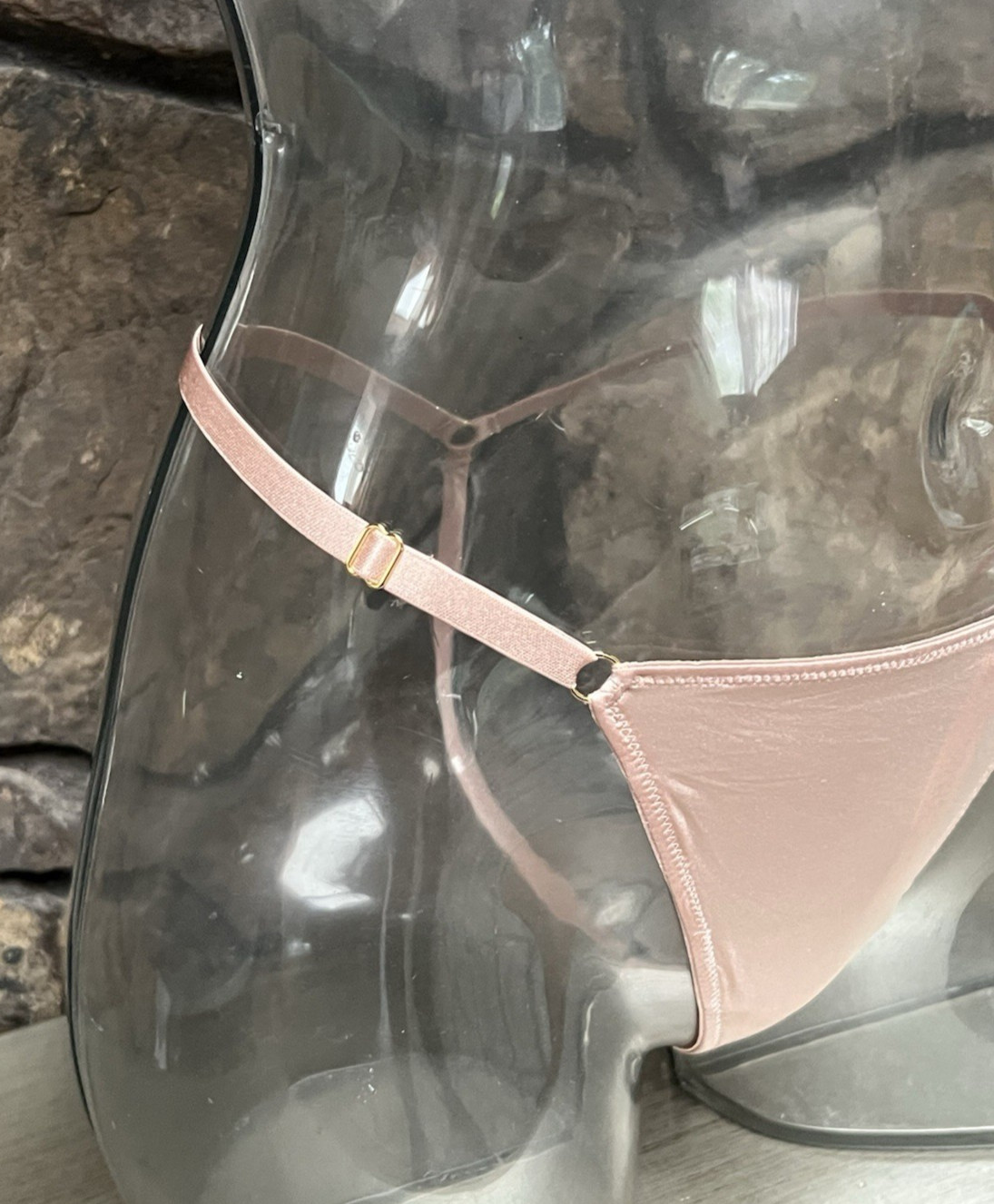 Victoria’s Secret Satin Adjustable V-STRING THONG Panty Sz XL MACARON 66H6 NWT
