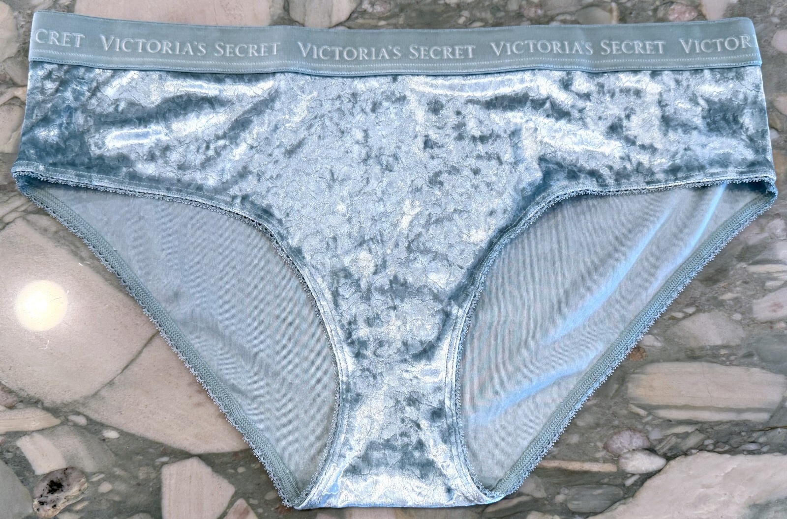 NEW Victoria Secret Velvet Leopard Hearts Hiphugger Panty – Sage Dust – XL