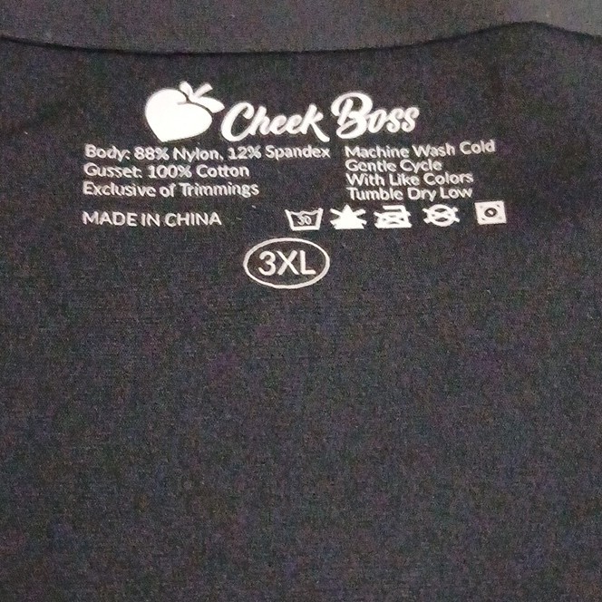 Cheek Boss Cheeky Panties Plus Size Black 3XL Nylon Spandex Cotton Blend NWT