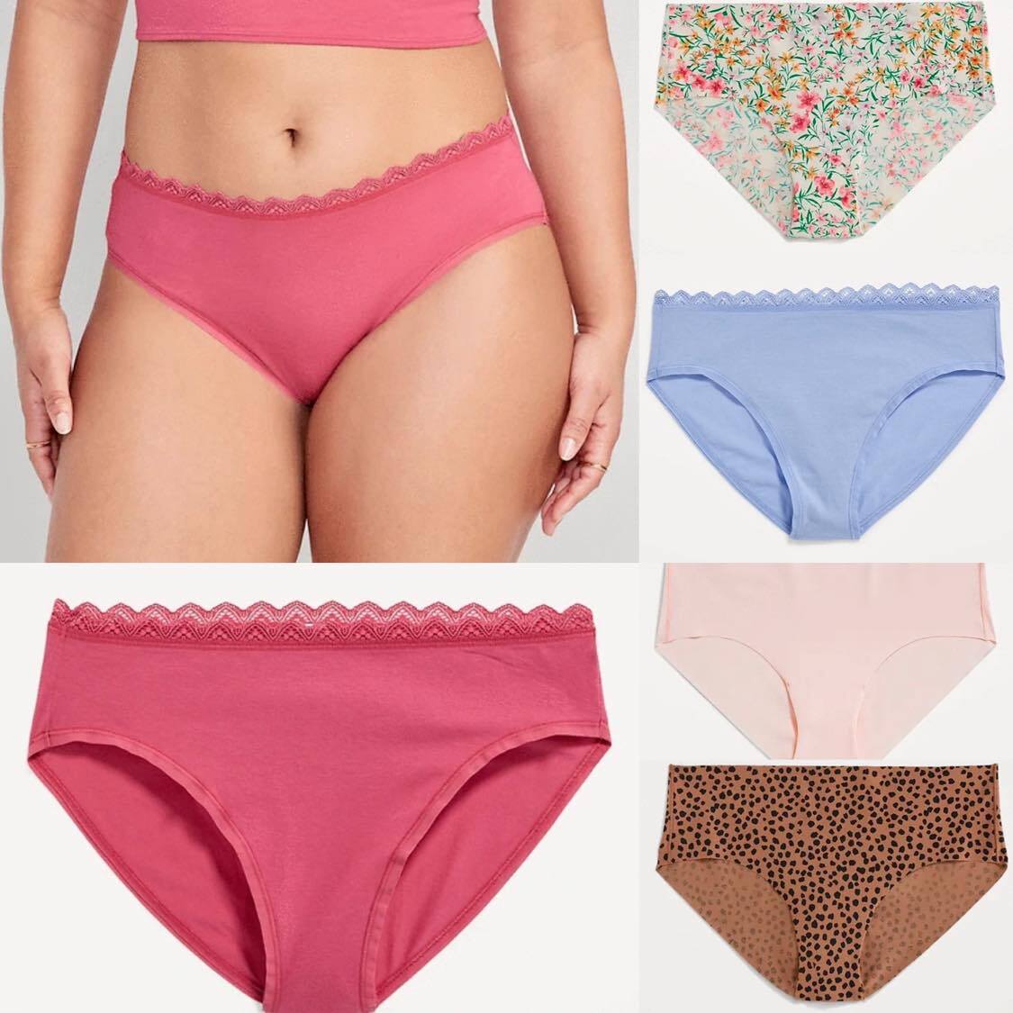 OLD NAVY Women’s Lace-Trimmed Bikini or No Show Hipster Underwear Panty