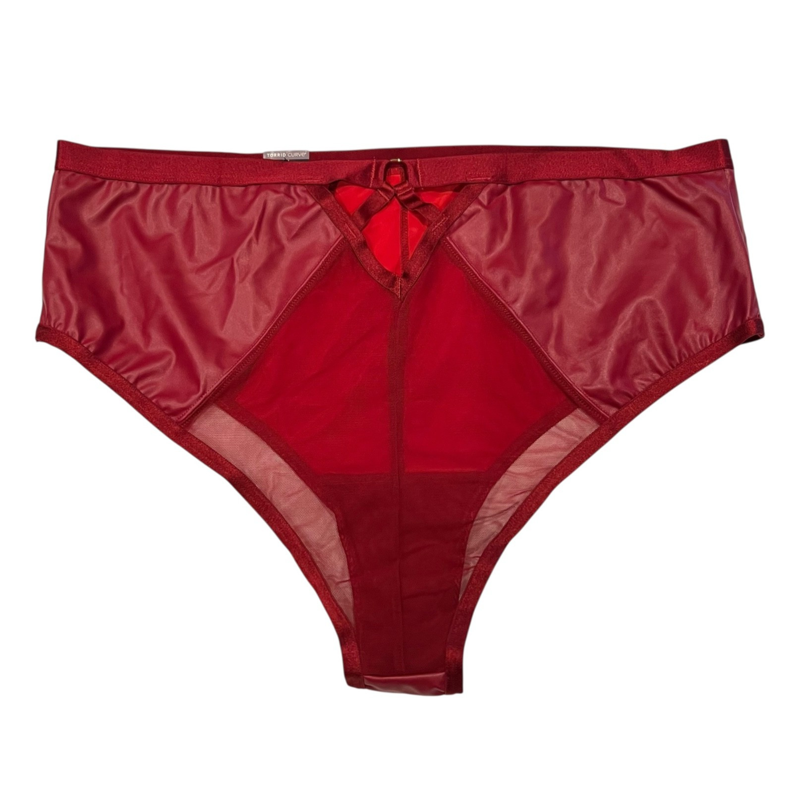NWT TORRID Cheeky Pantie Sz 0X-1X-2X-3X-4X Red Pleather Mesh