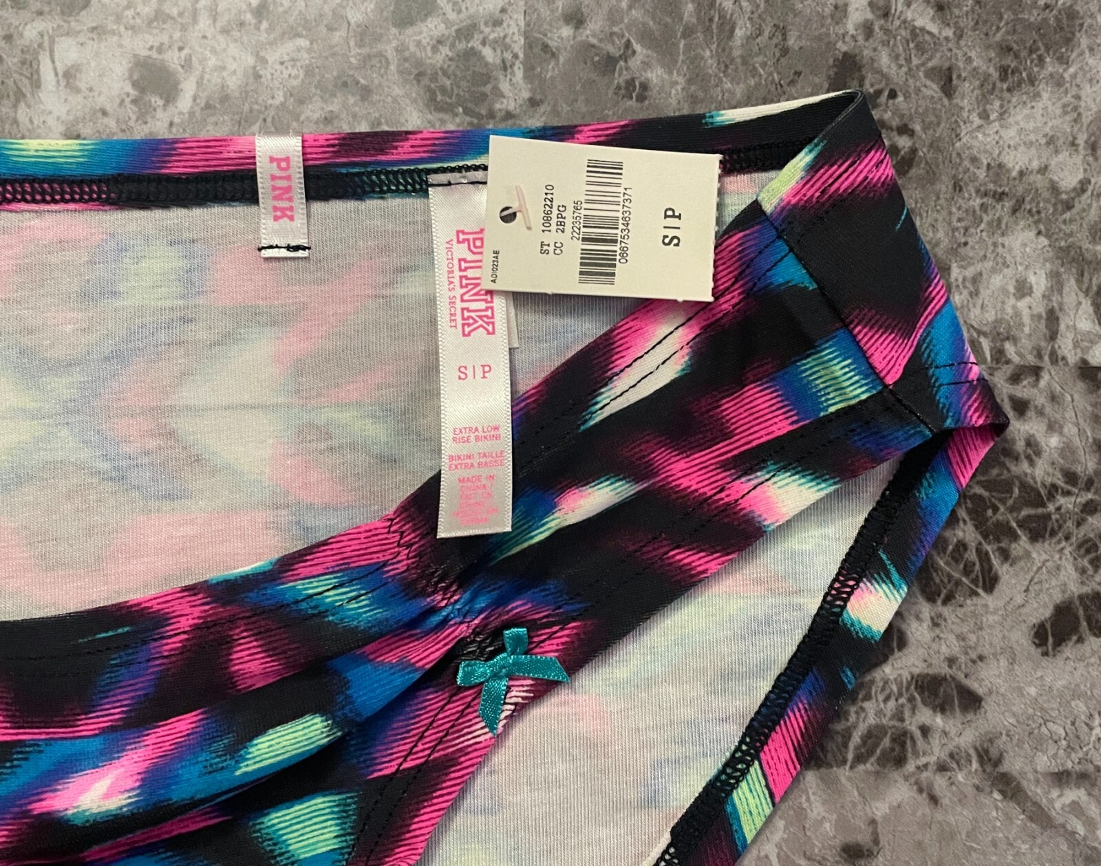 NWT VICTORIA’S SECRET PINK S GEOMETRIC AZTEC RUCHED VINTAGE RARE BIKINI PANTIES