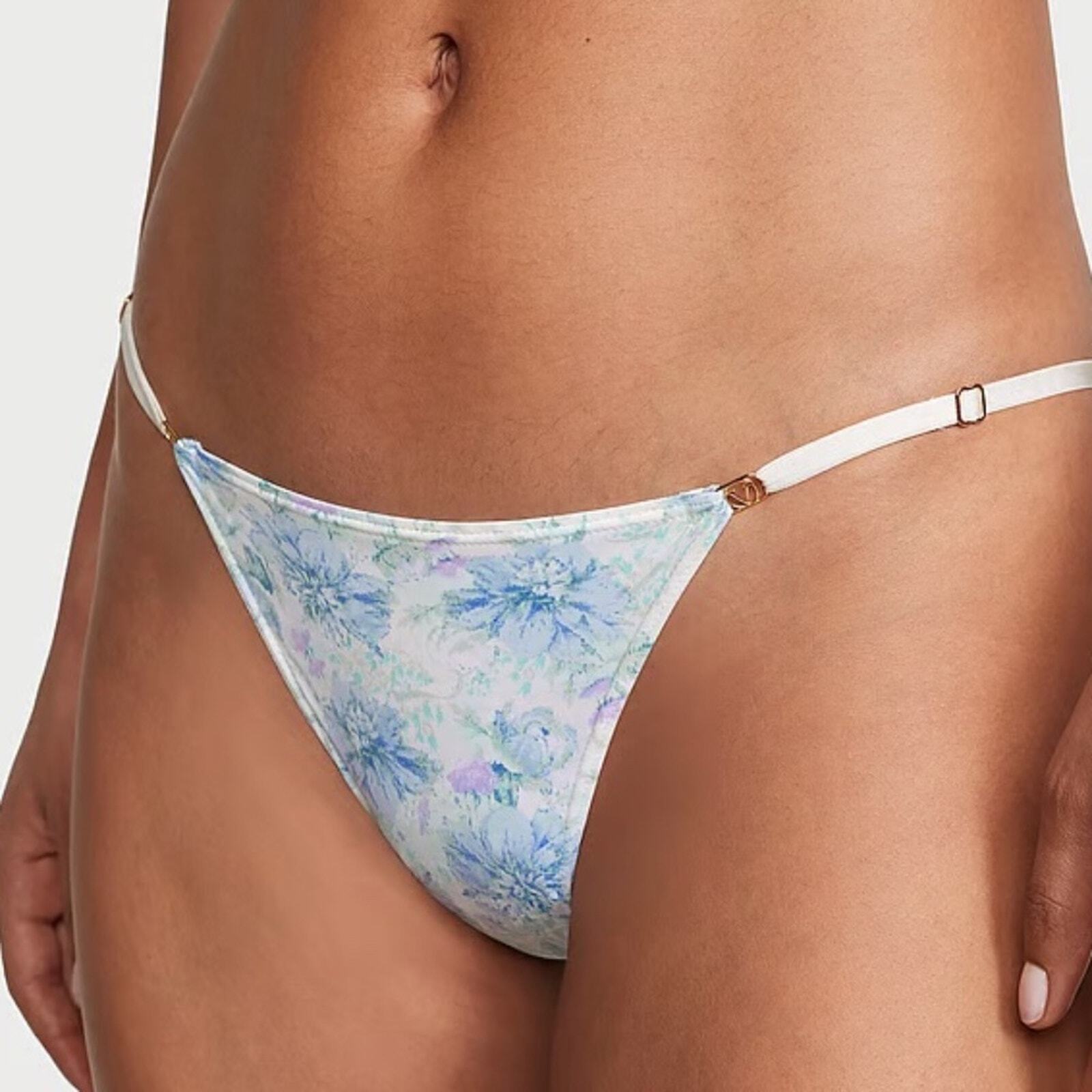 Victoria’s Secret Love Cloud Adjustable String Bikini Panty Blue Floral S NEW