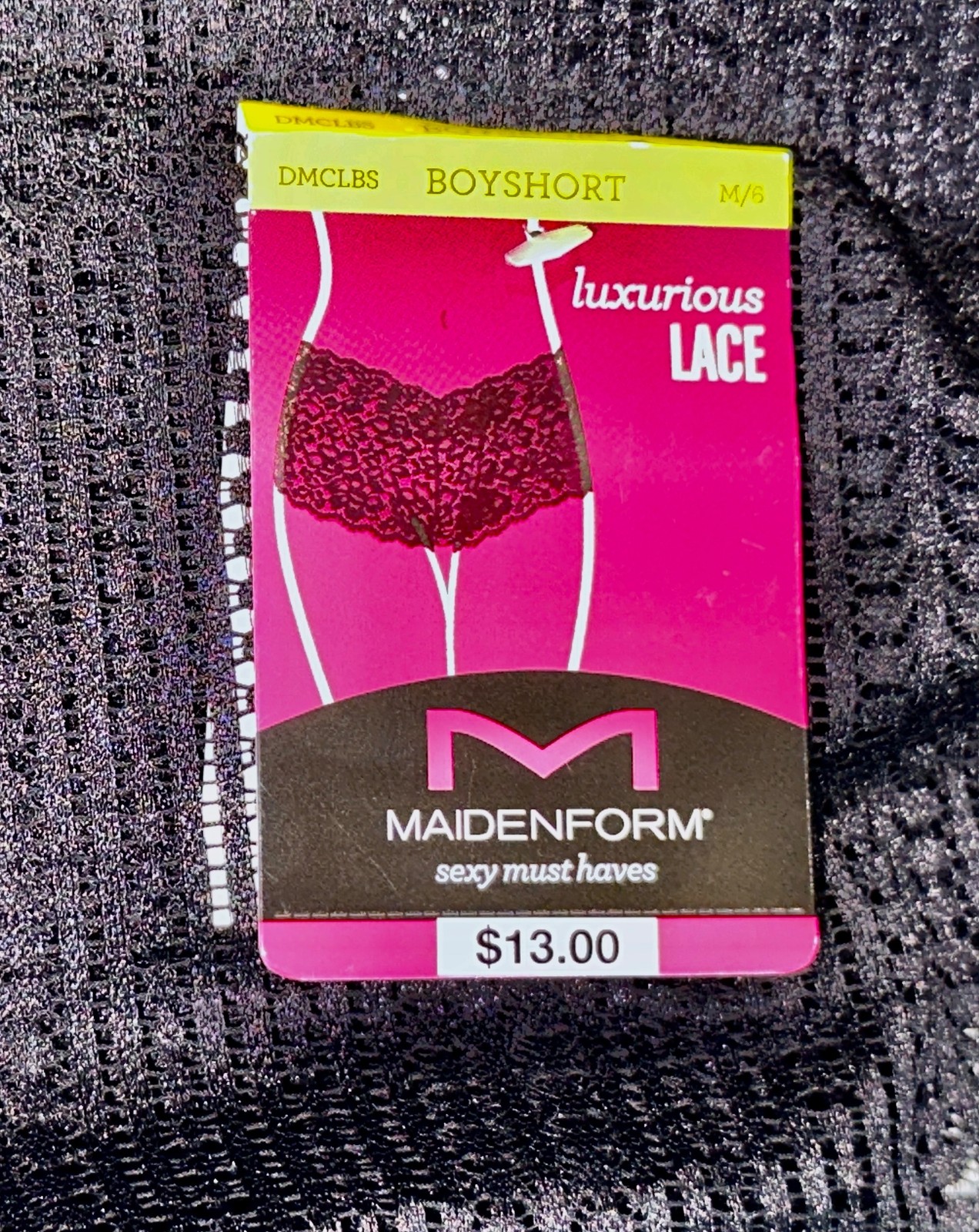 MAIDENFORM Sexy Must Haves Black Luxe Lace Cheeky Boyshort Panty Womens S M L XL