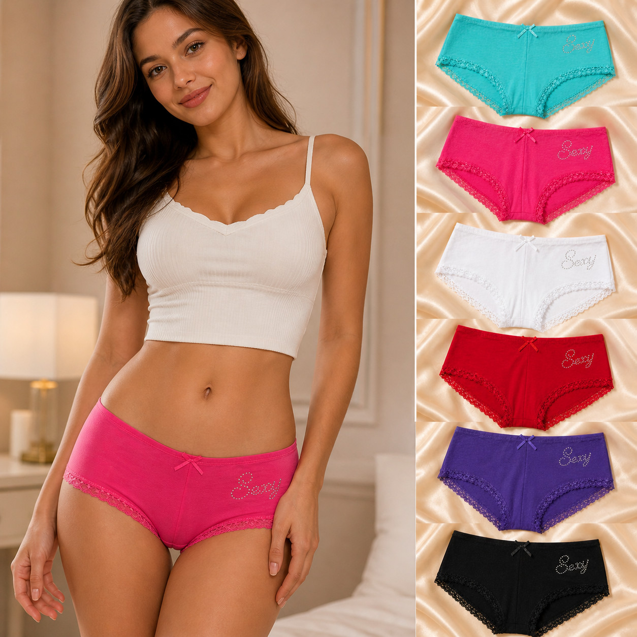 6 Pack S M Women’s Plain Sexy Cotton Bikini Panties Underwear Lingeries