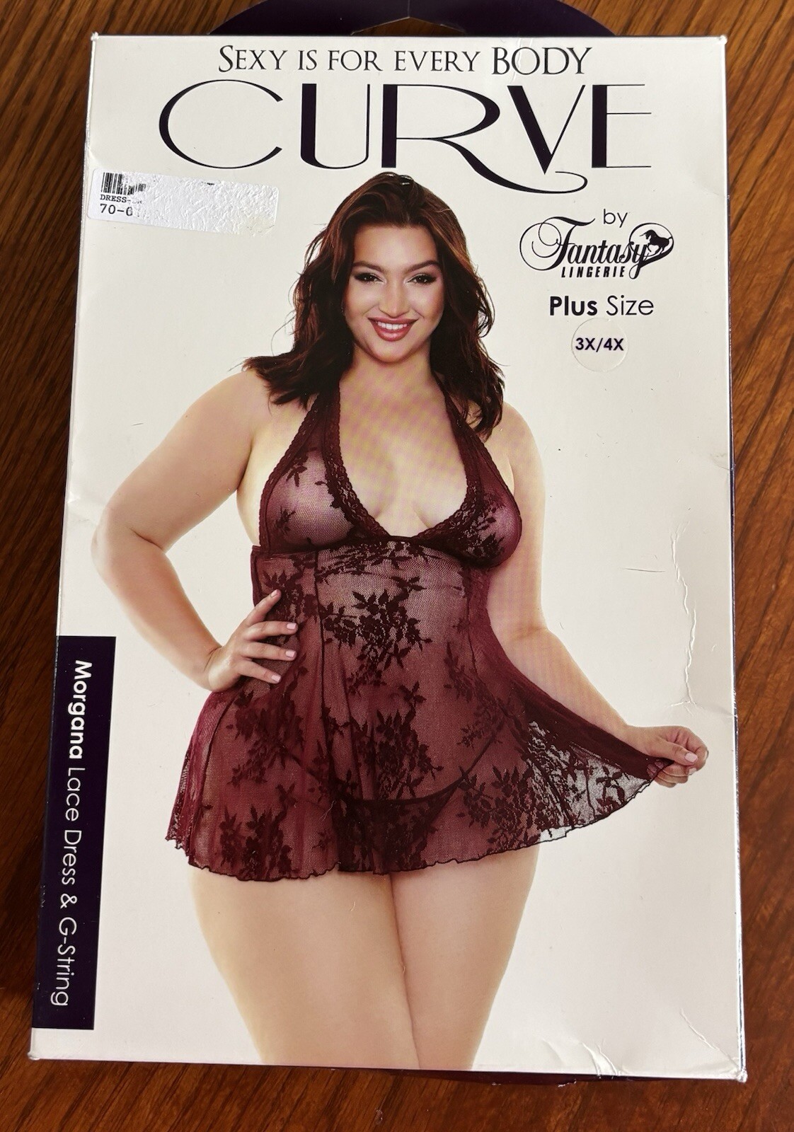 NIB Curve by Fantasy Lingerie Plus Size 3X/4X Lace Dress Chemise & G-String