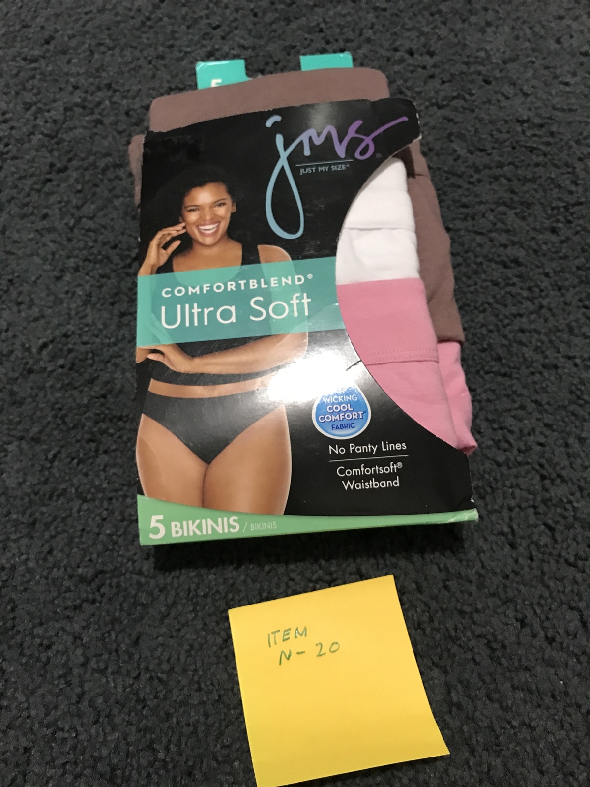 Just My Size 5 Pack Comfortblend Ultra Soft Bikinis Size 9 Multicolors.