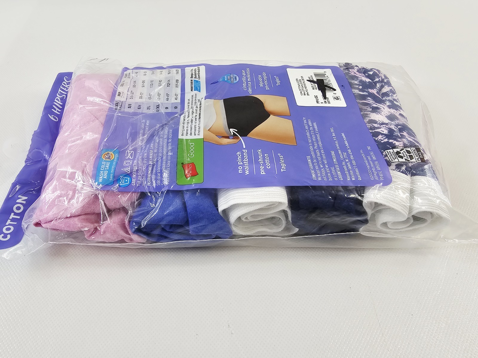 Hanes Women’s 5 Pack Cotton Multicolor Tagless Hipsters Size 9 -12 Pairs New