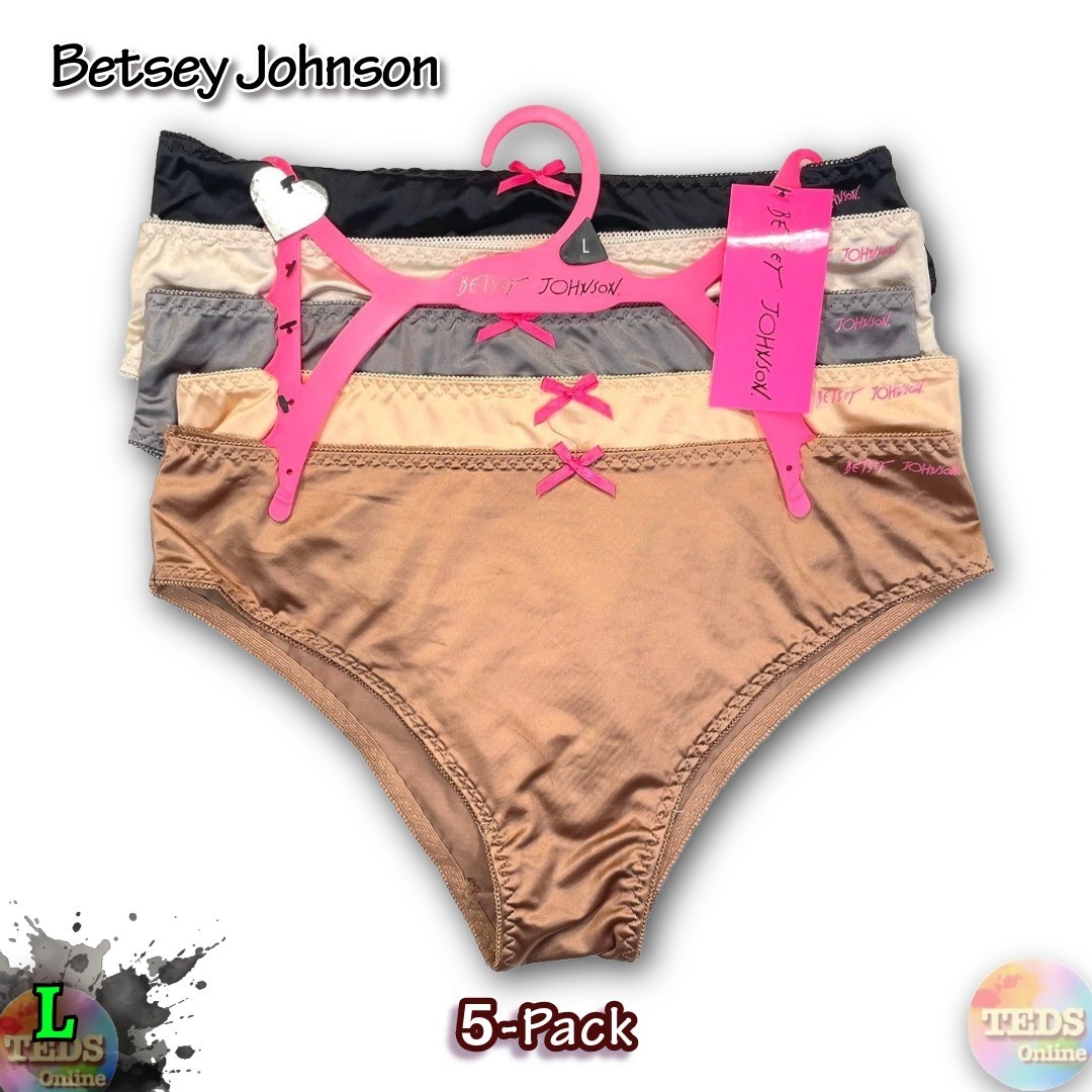 NWT 5-Pack Betsey Johnson Women’s L Hi-Leg Bikini Underwear LCP5-BJ38 Assorted