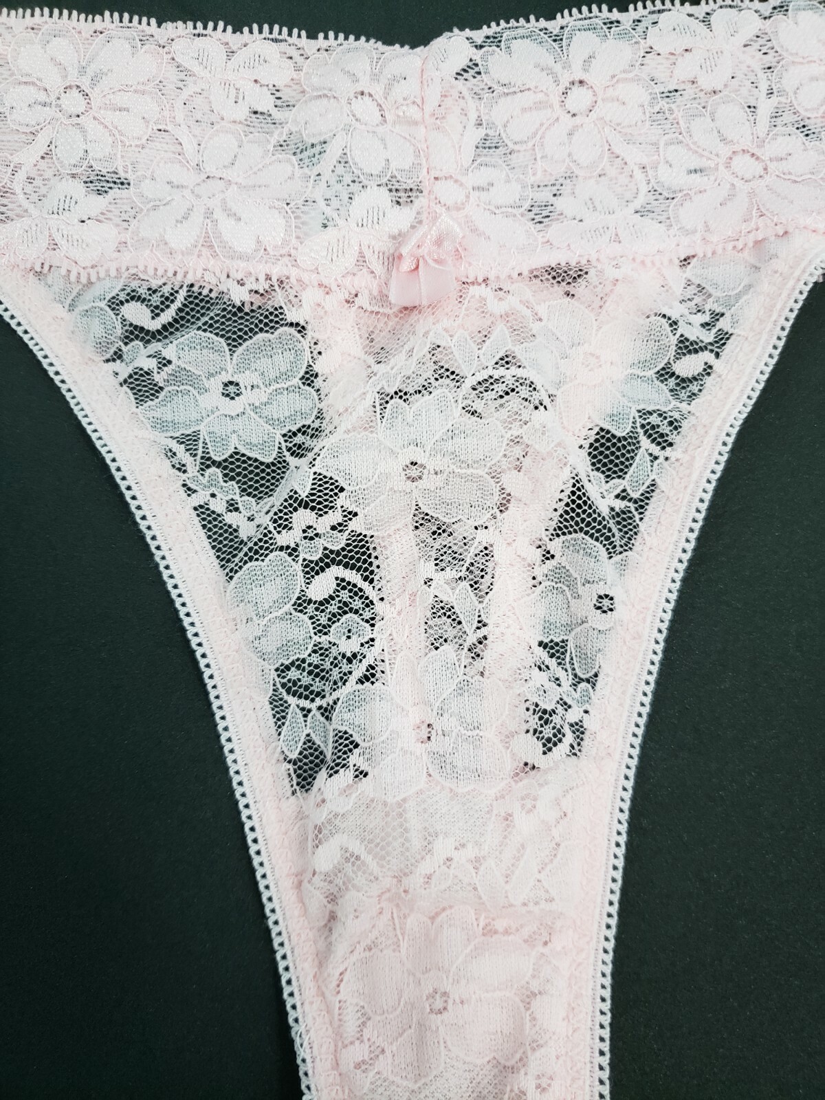 4 women’s Light Pink Lace Thong Panties Lingerie Underwear one size fits All