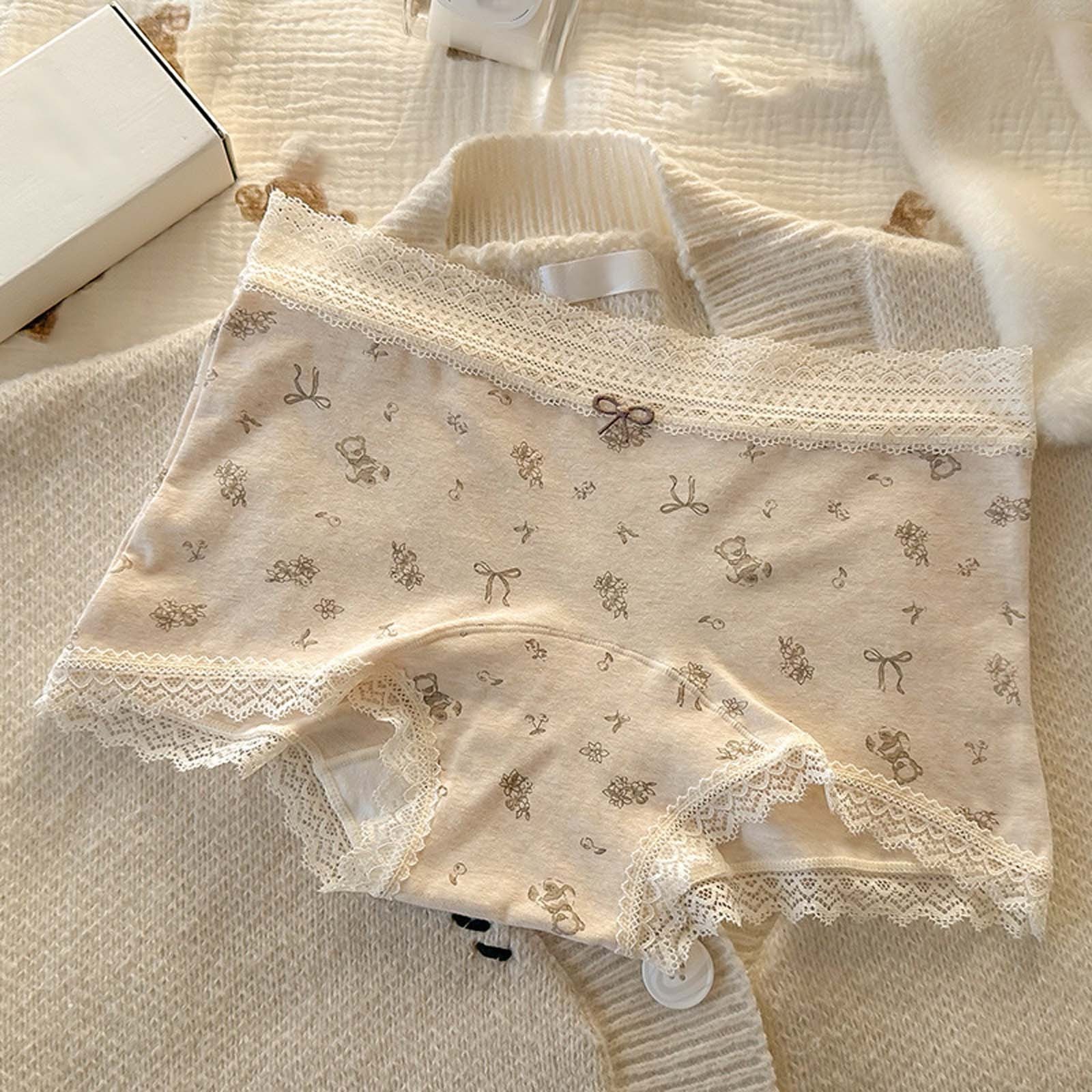Womens Small Floral Lace Mid Rise Plus Size Panties 10A Antibacterial Extended