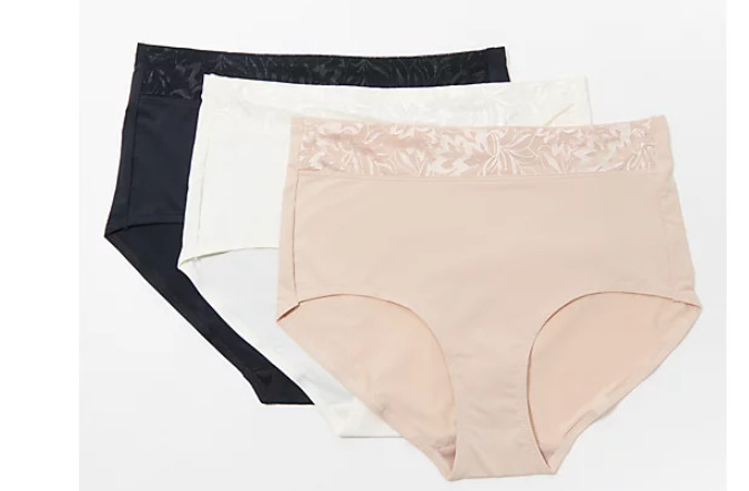 Breezies – Jacquard Shine Full Brief Set of 3 – Basic Tan White & Black – Small