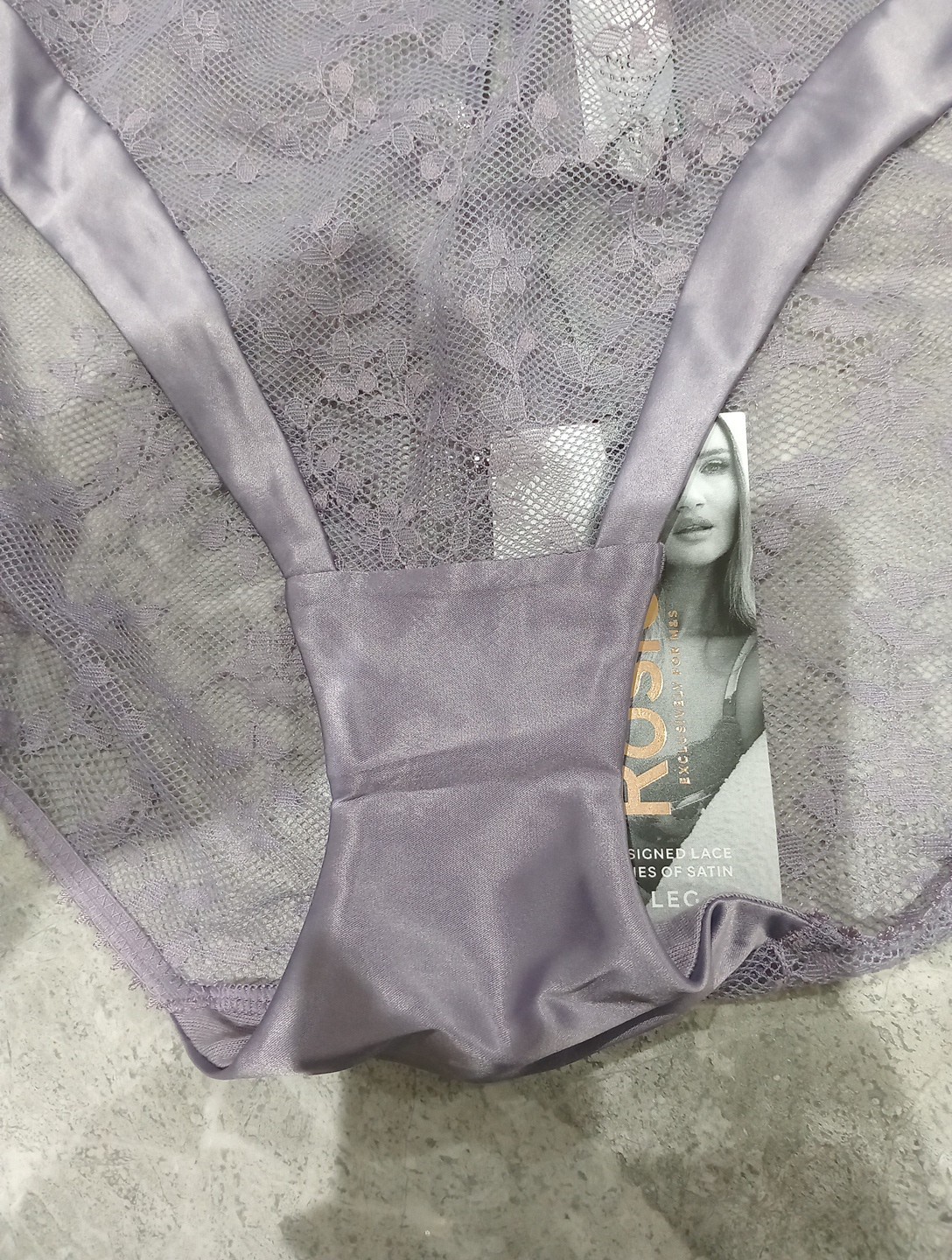 M&S Rosie Rosa French Lace & Satin High Leg Knickers Size 12 VIOLET STORM