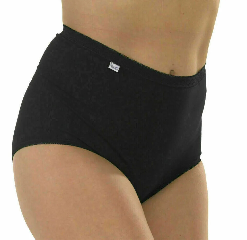 Womens Smooth Cotton Rich Marlon Maxi Full Briefs Pack of 3 Black/Nude/White