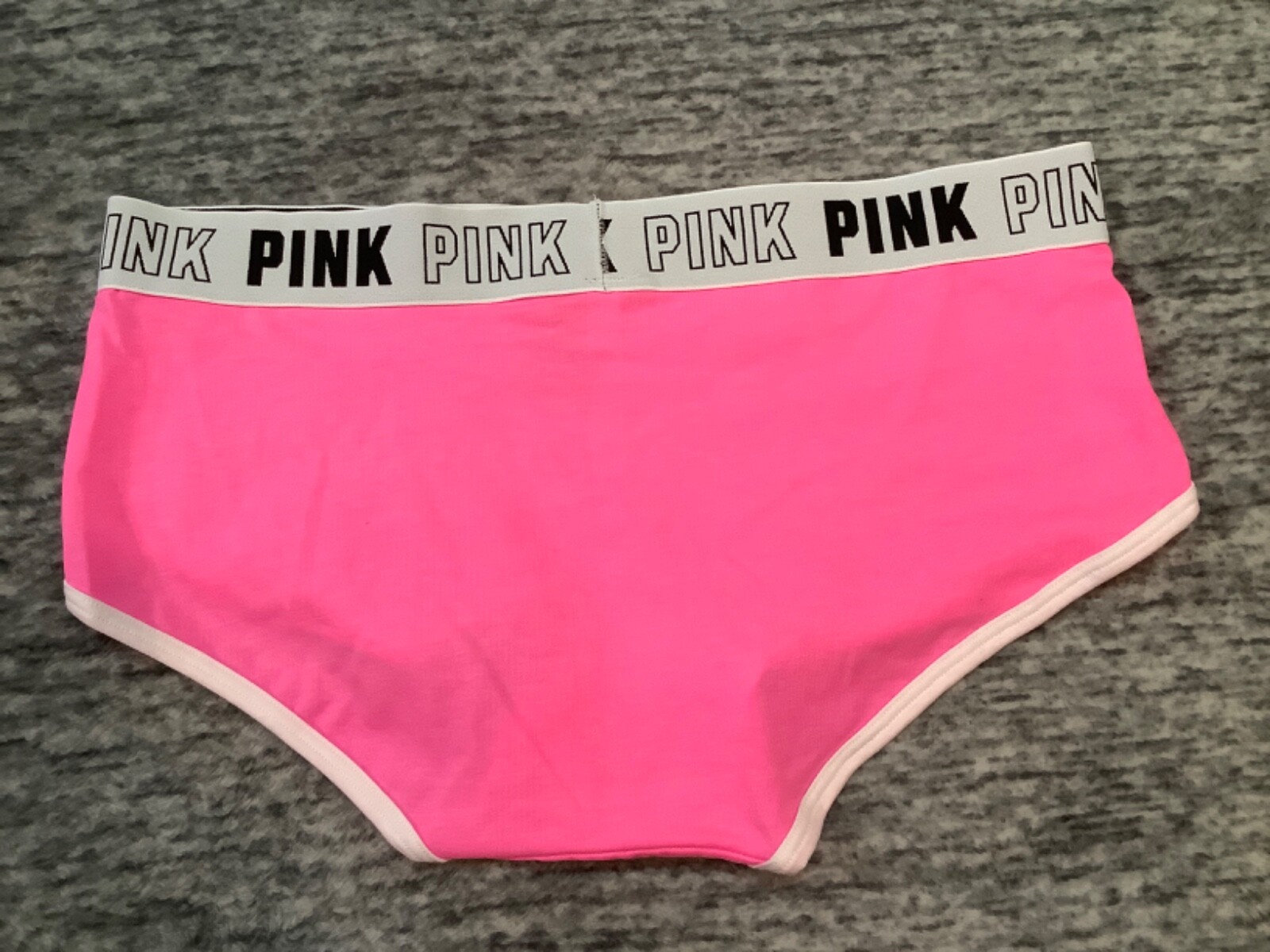 Victoria’s Secret Pink Logo Trim Boyshort Panties Bubblegum Neon Pink L NWT